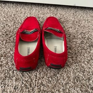 VANNI Men’s Red Suede Loafers with Metal Bit